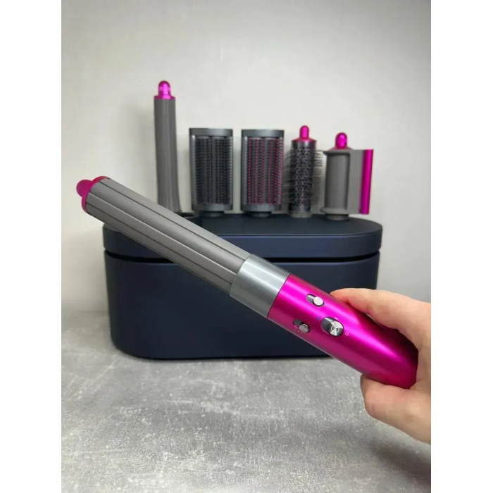 Мультистайлер, Стайлер для волосся hs05 з кейсом Airwrap Complete Long 6 насадок Fuchsia/Nickel