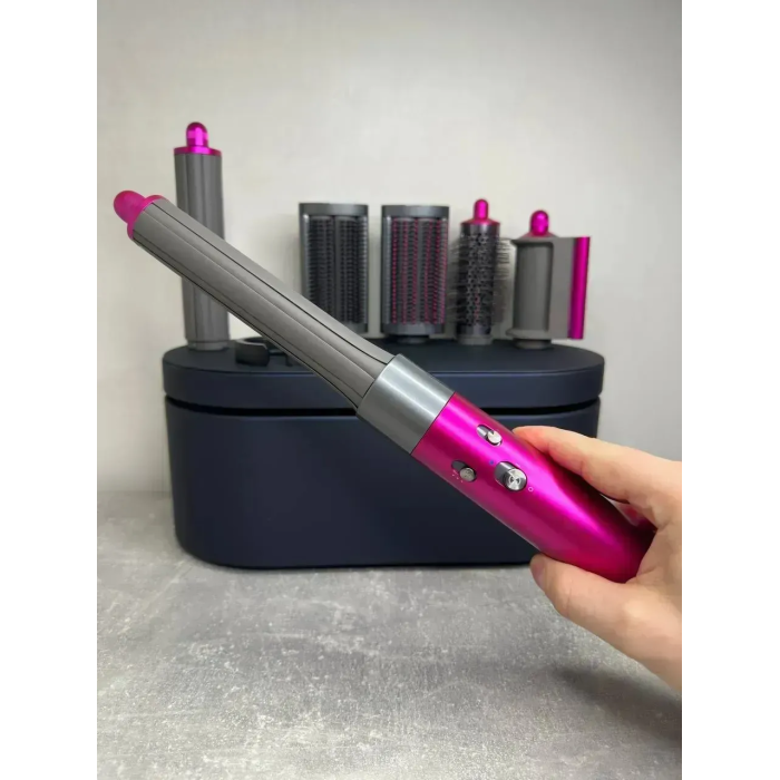 Мультистайлер, Стайлер для волосся hs05 з кейсом Airwrap Complete Long 6 насадок Fuchsia/Nickel