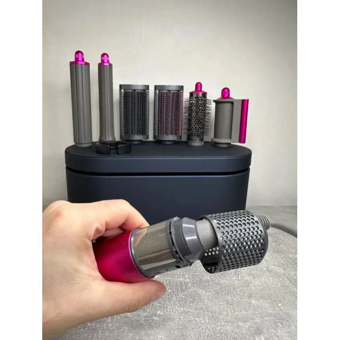 Мультистайлер, Стайлер для волосся hs05 з кейсом Airwrap Complete Long 6 насадок Fuchsia/Nickel