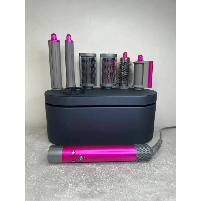 Мультистайлер, Стайлер для волосся hs05 з кейсом Airwrap Complete Long 6 насадок Fuchsia/Nickel