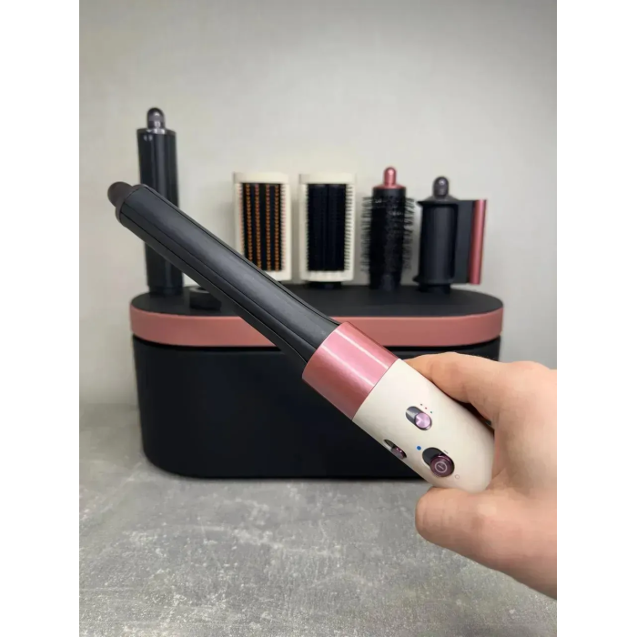Мультистайлер, Стайлер для волосся hs05 з кейсом Airwrap Complete Long 6 насадок Сeramic Pink/ Rose Gold