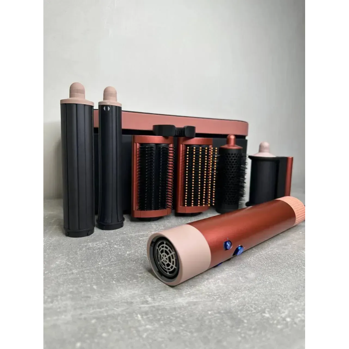Мультистайлер, Стайлер для волосся hs05 з кейсом Airwrap Complete Long 6 насадок Strawberry Bronze/Blush Pink
