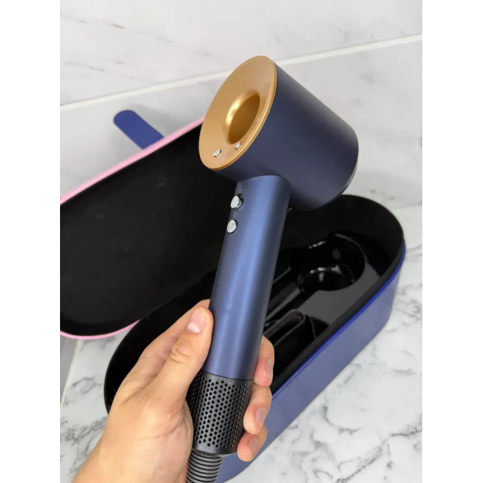 Фен з кейсом Leafless Hair Dryer для волосся Supersonic Premium Prussian Blue/Rich Copper Синій з золотим
