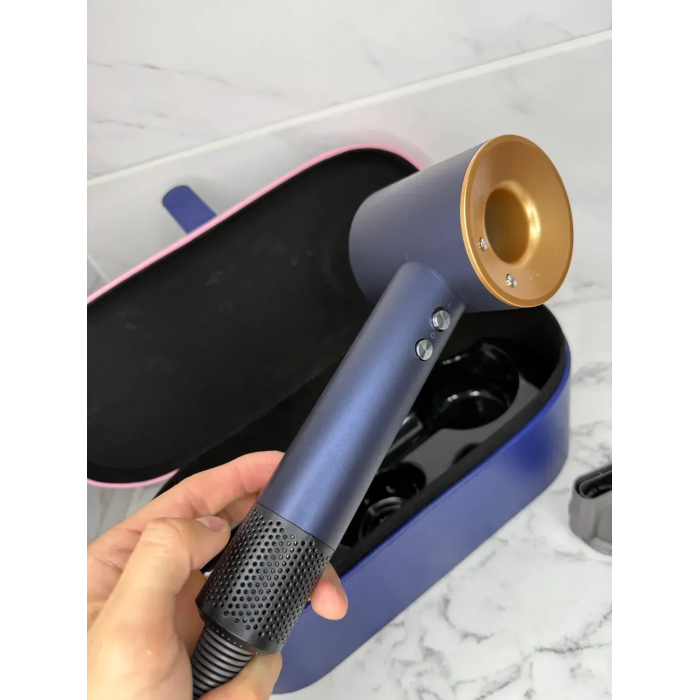 Фен з кейсом Leafless Hair Dryer для волосся Supersonic Premium Prussian Blue/Rich Copper Синій з золотим