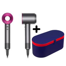 Фен з кейсом Leafless Hair Dryer для волосся Supersonic Premium Nickel/Fuchsia Сіро-рожевий