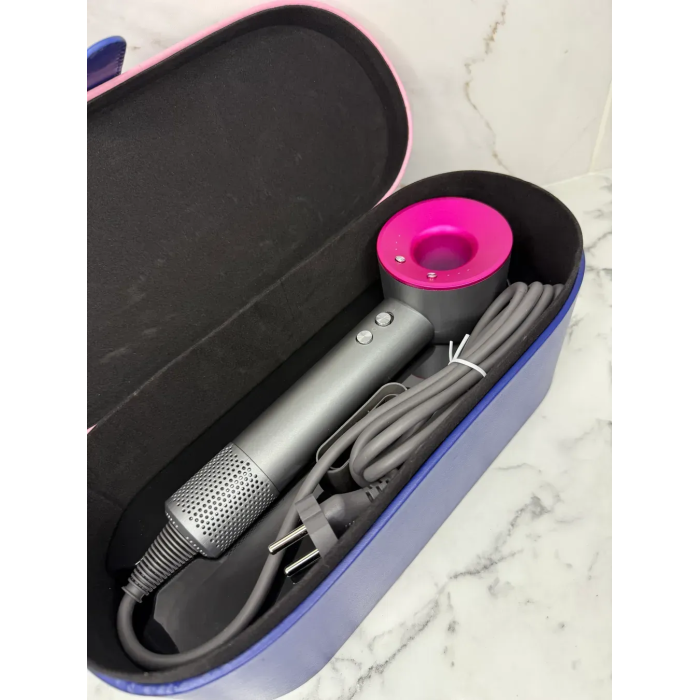 Фен з кейсом Leafless Hair Dryer для волосся Supersonic Premium Nickel/Fuchsia Сіро-рожевий