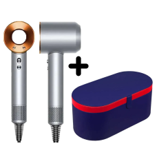 Фен з кейсом Leafless Hair Dryer для волосся Supersonic Premium Nickel/Copper Сіро-золотий