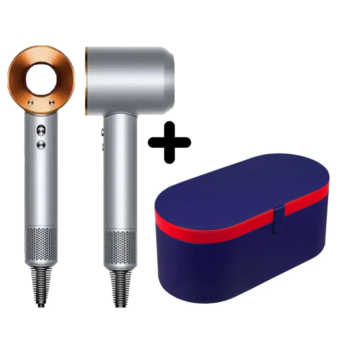 Фен з кейсом Leafless Hair Dryer для волосся Supersonic Premium Nickel/Copper Сіро-золотий
