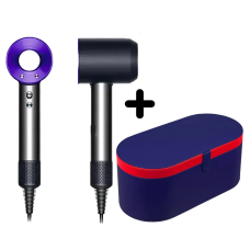 Фен з кейсом Leafless Hair Dryer для волосся Supersonic Premium Nickel/Purple Сіро-Фіолетовий