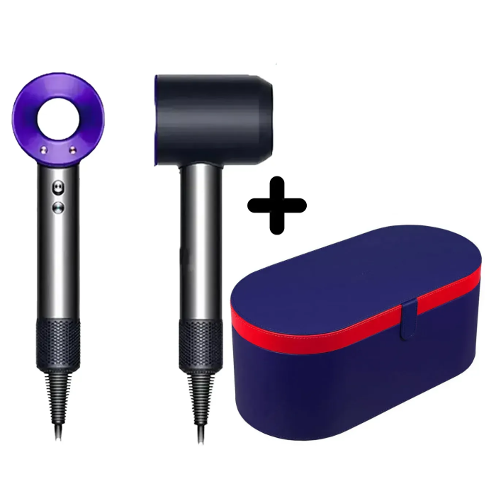 Фен з кейсом Leafless Hair Dryer для волосся Supersonic Premium Nickel/Purple Сіро-Фіолетовий