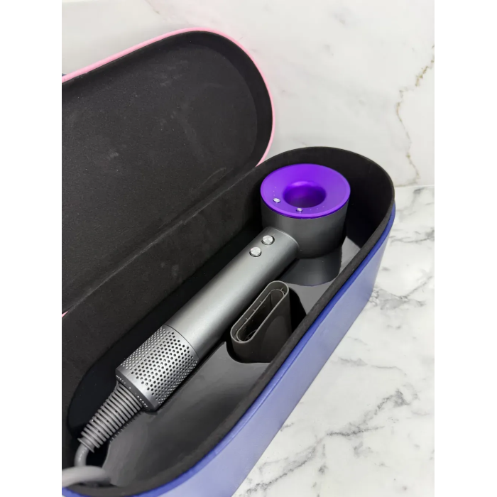 Фен з кейсом Leafless Hair Dryer для волосся Supersonic Premium Nickel/Purple Сіро-Фіолетовий